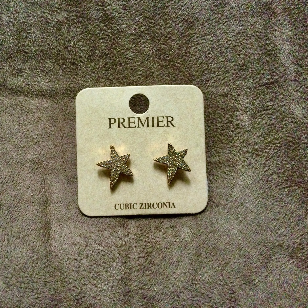 Star, Cubic Zirconia, Gold Color